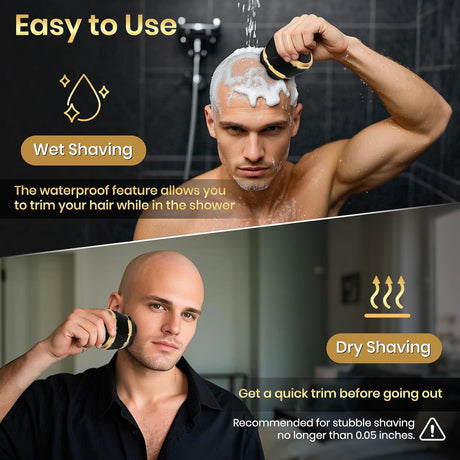 6D Magnetic Bald Shaver for Men – Cordless Rechargeable Electric Head Shaver with LED Display, IPX6 Waterproof, 3-Second Travel Lock, 6 Floating Heads, Includes Storage Bag & Cleaning Brush (Black)