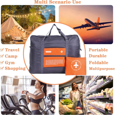 4-Pack Foldable Travel Duffel Bag Set – Compact Carry-On Luggage in Pink, Blue, Green & Orange | Perfect for Family Trips, Gifts & Organized Travel