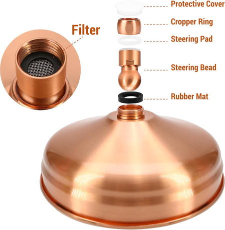 8-Inch Rainfall Shower Head, High-Pressure Antique Copper Showerhead with 360° Adjustable Ball Joint for Bathroom, Hotel, Gym (Antique Red)