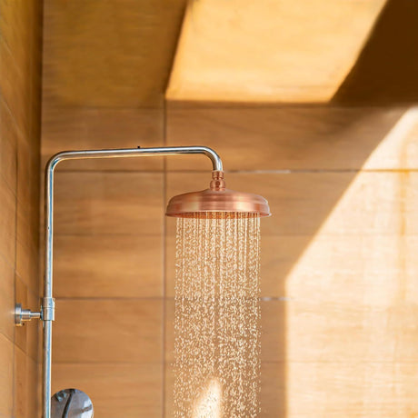 8-Inch Rainfall Shower Head, High-Pressure Antique Copper Showerhead with 360° Adjustable Ball Joint for Bathroom, Hotel, Gym (Antique Red)