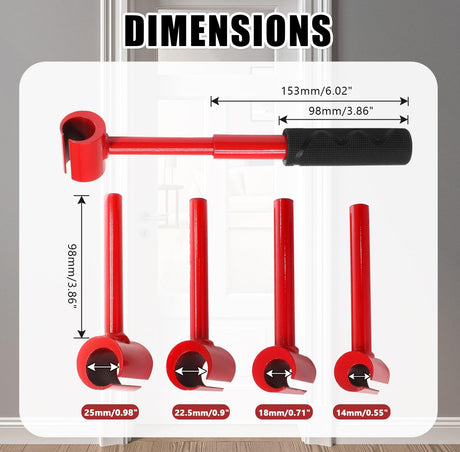 4-in-1 Door Hinge Adjustment Tool – Heavy-Duty Carbon Steel Wrench with Interchangeable Heads for 14mm/0.55