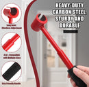 4-in-1 Door Hinge Adjustment Tool – Heavy-Duty Carbon Steel Wrench with Interchangeable Heads for 14mm/0.55" to 25mm/0.98" Hinges, 153mm/6.02" Length (Red)