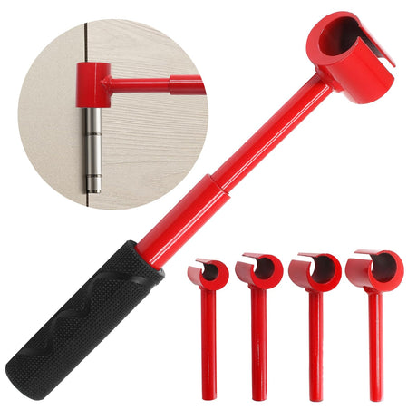 4-in-1 Door Hinge Adjustment Tool – Heavy-Duty Carbon Steel Wrench with Interchangeable Heads for 14mm/0.55