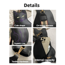 Cute 3D Cat Shape Crossbody Bag – Unisex PU Leather Shoulder Sling Backpack for Women & Men, Fashionable Mini Chest Bag, Trendy Accessory (Black-Grey)