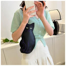 Cute 3D Cat Shape Crossbody Bag – Unisex PU Leather Shoulder Sling Backpack for Women & Men, Fashionable Mini Chest Bag, Trendy Accessory (Black-Puple)