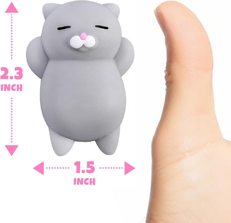 2 PCS Mini Cat Squishy Toy for Office & Classroom – Soft Silicone Stress Reliever to Calm Anxiety (Grey & White)