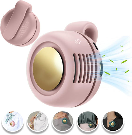 Mini Clip-On Bladeless Fan, USB Rechargeable 3-Speed Portable Personal Fan with 360° Rotation, Ultra-Quiet 25dB Waist Hanging Fan for Outdoor Travel Gym (Pink)