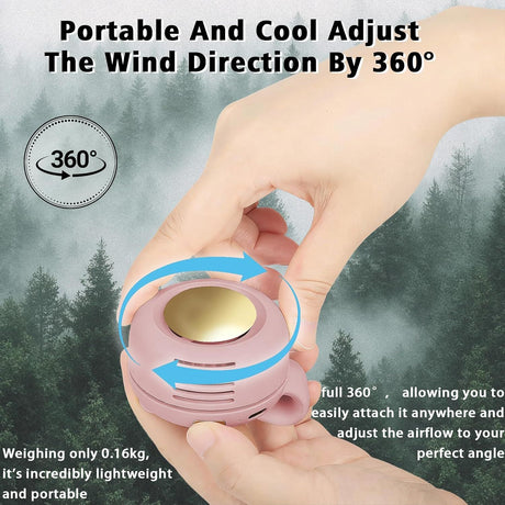 Mini Clip-On Bladeless Fan, USB Rechargeable 3-Speed Portable Personal Fan with 360° Rotation, Ultra-Quiet 25dB Waist Hanging Fan for Outdoor Travel Gym (Pink)