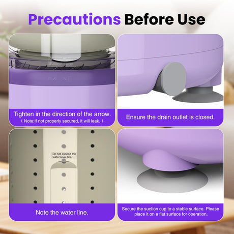 Portable Mini Washing Machine with Spin Dry & UV Sterilization – 3L Capacity, Wash, Rinse, Dehydrate, and Disinfect in One, Ideal for Underwear, Socks, Baby Clothes (Purple)