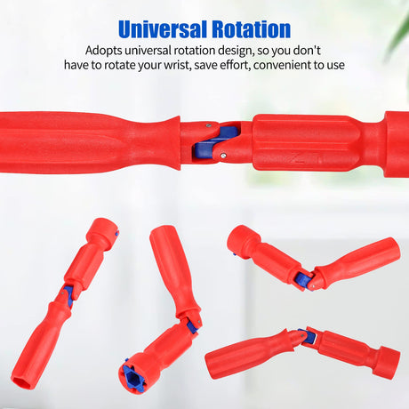 Universal Toilet Seat Installation Wrench – 10/13/17mm Adjustable Bathroom Repair Tool with Rotating Joint, Non-Slip Handle, Compact Design (Red)