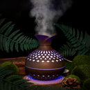 Portable USB Humidifier with 7-Color LED Night Light – Wood Grain Flower Design, Quiet Cool Mist Diffuser for Home, Office & Car (DarkWood)