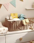 Large Baby Diaper Caddy Organizer – Stylish Storage Basket for Nursery, Changing Table & Travel – Portable Urn for Diapers, Wipes, Toys & Essentials (Brown)