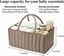 Large Baby Diaper Caddy Organizer – Stylish Storage Basket for Nursery, Changing Table & Travel – Portable Urn for Diapers, Wipes, Toys & Essentials (Brown)