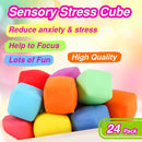 24 PCS Slow Rising Stress Cubes for Office & Classroom – Soft TPR Sensory Fidget Toys to Relieve Anxiety (Multicolor)