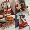Boho Knit Tote Bag with 3D Fish Applique – Patchwork Shoulder Bag for Women, Beach, Travel & Daily Use – Soft Fringe Design (Green)