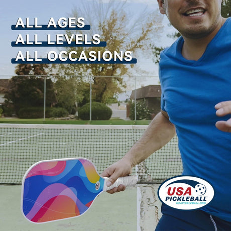 Pickleball Paddle Set with 4 Balls – Fiberglass Surface, Lightweight Grip | Indoor & Outdoor Play