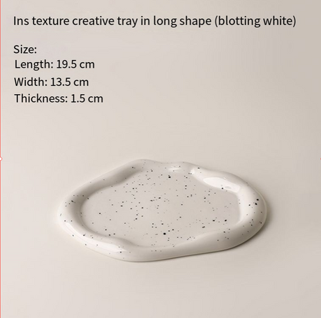 Speckled White Ceramic Tray Set (Round+Long+Irregular) – Jewelry Organizer & Fruit Dish for Home Decor | Other Styles Available in Store