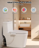 Non-Electric Mechanical Bidet Attachment – Ultra-Slim Dual Nozzle Design with Feminine & Posterior Wash, Adjustable Water Pressure, Self-Cleaning Spray, Brass Inlet, Stainless Steel Hose, Tool-Free Installation for Standard Toilets (White)