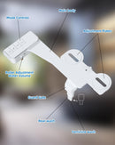 Non-Electric Mechanical Bidet Attachment – Ultra-Slim Dual Nozzle Design with Feminine & Posterior Wash, Adjustable Water Pressure, Self-Cleaning Spray, Brass Inlet, Stainless Steel Hose, Tool-Free Installation for Standard Toilets (White)