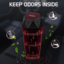 Push-Top Car Trash Can – Compact 600mL Auto-Close Garbage Bin for Cup Holder, Door Pocket & Desk, Waterproof, Leakproof, Sleek Geometric Design (Black)