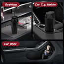 Push-Top Car Trash Can – Compact 600mL Auto-Close Garbage Bin for Cup Holder, Door Pocket & Desk, Waterproof, Leakproof, Sleek Geometric Design (Black)