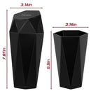 Push-Top Car Trash Can – Compact 600mL Auto-Close Garbage Bin for Cup Holder, Door Pocket & Desk, Waterproof, Leakproof, Sleek Geometric Design (Black)