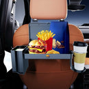 Car Backseat Tray Table – Foldable & Adjustable Multi-Functional Travel Desk with Cup Holder, Snack Tray, Tissue Box Compartment, Phone Stand, and Headrest Mount; Durable ABS Design for Kids, Adults, and Families (Black)
