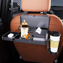 Car Backseat Tray Table – Foldable & Adjustable Multi-Functional Travel Desk with Cup Holder, Snack Tray, Tissue Box Compartment, Phone Stand, and Headrest Mount; Durable ABS Design for Kids, Adults, and Families (Black)