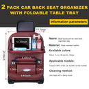Car Back Seat Organizer with Foldable Table Tray – Universal Rear Seat Storage Bag, Multi-Pocket Holder for Tablet, Drinks & Essentials (Red)