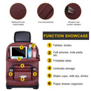 Car Back Seat Organizer with Foldable Table Tray – Universal Rear Seat Storage Bag, Multi-Pocket Holder for Tablet, Drinks & Essentials (Red)