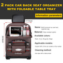 Car Back Seat Organizer with Foldable Table Tray – Universal Rear Seat Storage Bag, Multi-Pocket Holder for Tablet, Drinks & Essentials (Coffee)