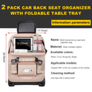 Car Back Seat Organizer with Foldable Table Tray – Universal Rear Seat Storage Bag, Multi-Pocket Holder for Tablet, Drinks & Essentials (Beige)