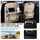 Car Back Seat Organizer with Foldable Table Tray – Universal Rear Seat Storage Bag, Multi-Pocket Holder for Tablet, Drinks & Essentials (Beige)
