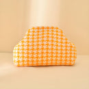 Houndstooth Knit Cloud Bag: Commute & Daily Handbag, Portable Storage Clutch (Mango Yellow) | Other Colors Available in Store