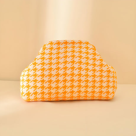 Houndstooth Knit Cloud Bag: Commute & Daily Handbag, Portable Storage Clutch (Mango Yellow) | Other Colors Available in Store