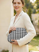Houndstooth Knit Cloud Bag: Commute & Daily Handbag, Portable Storage Clutch (Black) | Other Colors Available in Store