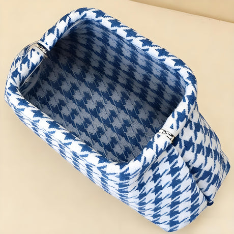 Houndstooth Knit Cloud Bag: Commute & Daily Handbag, Portable Storage Clutch (Blue) | Other Colors Available in Store