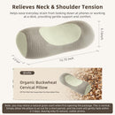 Organic Buckwheat Cervical Pillow – Ergonomic Neck Support for Side and Back Sleepers, Adjustable Firmness with Removable Cover, Natural Pain Relief for Neck and Shoulder Tension (Warm White)