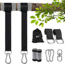 8ft Premium Polyester Swing Straps Set – 3000lb Load Rating, with Locking Carabiners & Tree Guards for Family Hammocks & Outdoor Play (Black)