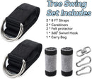 8ft Premium Polyester Swing Straps Set – 3000lb Load Rating, with Locking Carabiners & Tree Guards for Family Hammocks & Outdoor Play (Black)