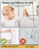 Shatterproof Acrylic Mirror Tiles – 4-Pack Wall Stickers for Kids, Home Gym, Bedroom & Bathroom, Easy Peel-and-Stick Decorative Mirrors with Double-Sided Tape (Silver,8" x 8")