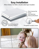 Shatterproof Acrylic Mirror Tiles – 4-Pack Wall Stickers for Kids, Home Gym, Bedroom & Bathroom, Easy Peel-and-Stick Decorative Mirrors with Double-Sided Tape (Silver,16" x 16")
