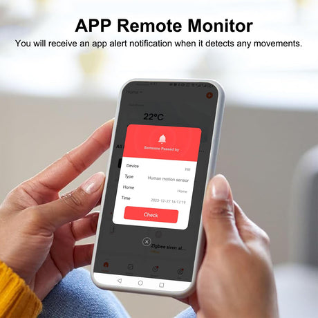 Smart WiFi Motion Sensor with App Alerts – 128° Detection, 6m Range, No Hub Required, Voice Control & Automation (White)