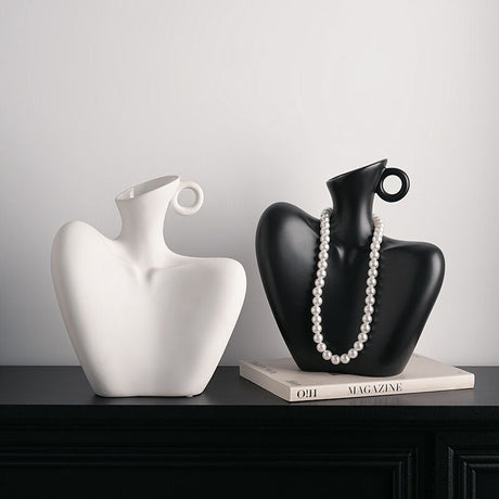 Wabi-Sabi Human Form Vase Set (Black & White) – Artistic Home Decor for Flowers | Other Luxury Styles Available in Store