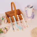 Hand-Woven Flower Water Bottle Strap with Silicone Ring 41cm/16.14 inch – Universal Cup Holder for 14oz, 30oz, and 40oz Stanley Tumblers, Adjustable Shoulder Strap with Rose Gold Clips and Net Pouch (Purple)