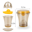 Handheld Citrus Juicer with Dual Reamer & 20oz Measuring Cup – Manual Lemon, Lime, Orange, Grapefruit Squeezer with Anti-Slip Base and Filtered Spout (Yellow)
