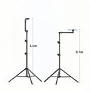 Floor Standing Phone Tripod with Swan Neck Arm – Includes Phone Clamp & Selfie Remote, Multi-Angle Stand for Live Streaming, Food Photography, Vlogging (Black)