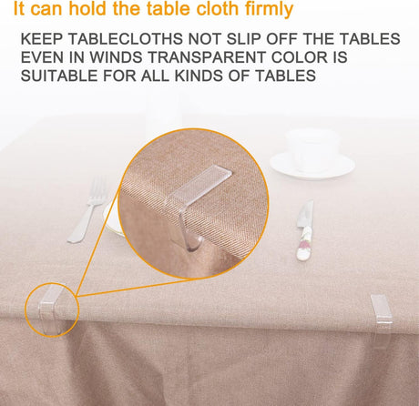 Transparent Large Tablecloth Clips for Thick Tables – Windproof Plastic Holders for Outdoor Parties, Weddings & Dining (Clear)