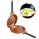 Double-Sided Flip Frying Pan – Non-Stick Cooking Pan for Eggs, Pancakes, Toasted Bread – Durable Iron Material with Heat-Resistant Handle, Compact Design for Home Kitchen Use – Ideal for Gas Stoves (Golden)
