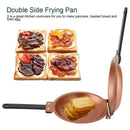 Double-Sided Flip Frying Pan – Non-Stick Cooking Pan for Eggs, Pancakes, Toasted Bread – Durable Iron Material with Heat-Resistant Handle, Compact Design for Home Kitchen Use – Ideal for Gas Stoves (Golden)
